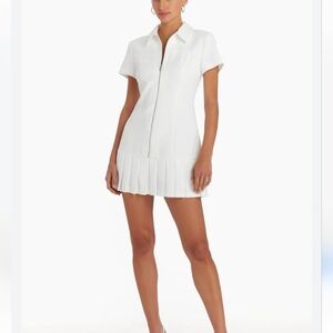 Revolve Amanda Uprichard Wendell Mini Dress with Pleated Skirt Hem